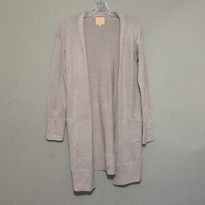 Love For Humanity Womens Beige Tan Cream Sweater Open Front Cardigan Small